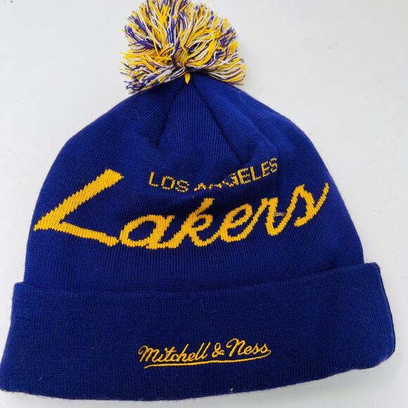 Mitchell & Ness Los Angeles Lakers LA Knit Cap Beanie Purple Gold - Picture 2 of 3